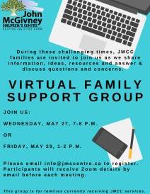 Virtual Family Support group flyer