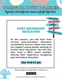 Virtual Information Session for Life after High School - Post-Secondary Education