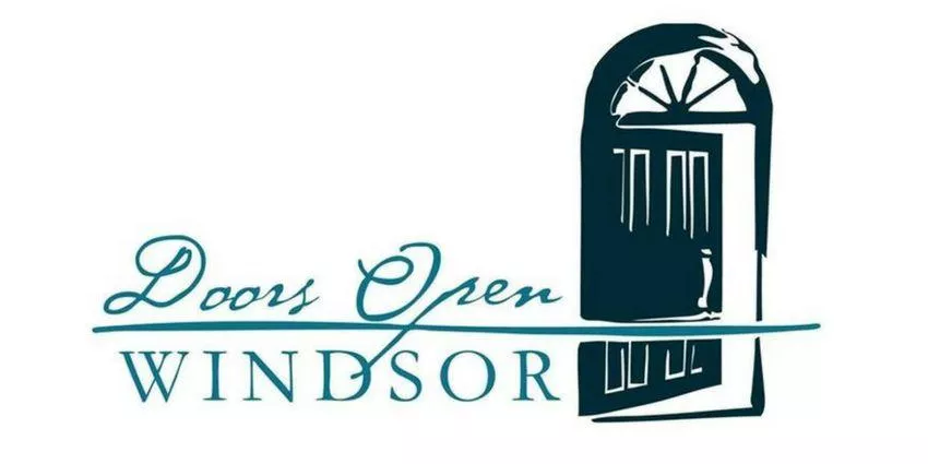 Doors Open Windsor logo with an open door featuring a semi-circular window at the top
