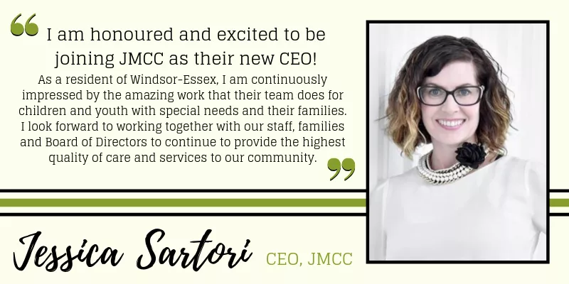 Portrait of Jessica Sartori, new CEO of JMCC, with a statement about her role and goals.
