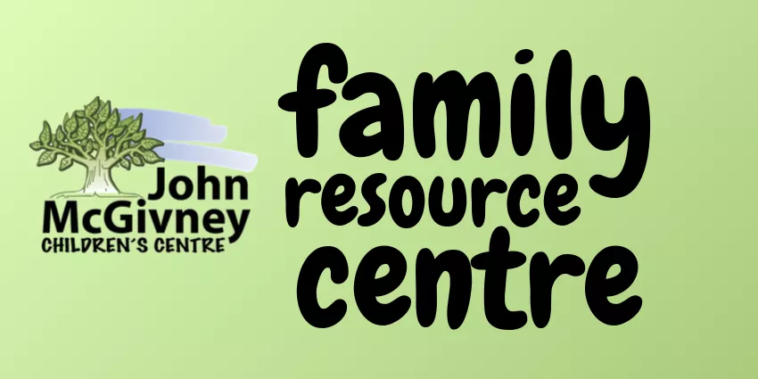 John McGivney Children's Centre logo with family resource centre text on light green background