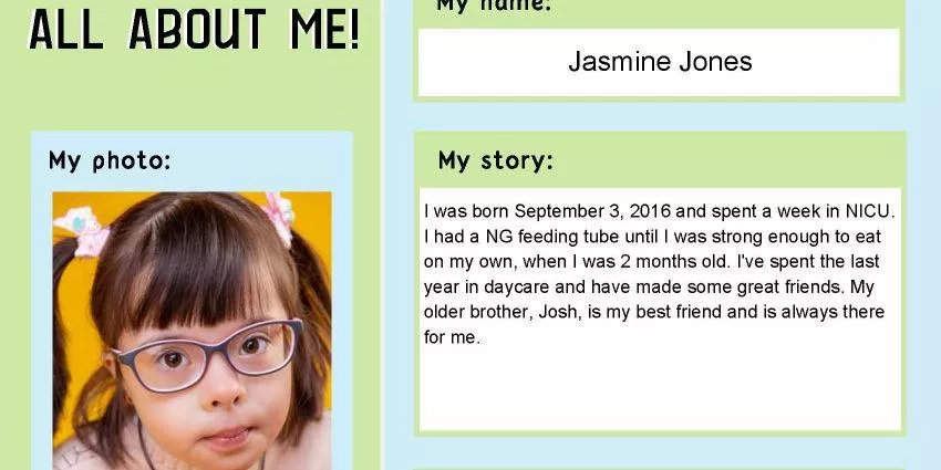 Child profile of Jasmine Jones detailing early care, daycare, and family bond.