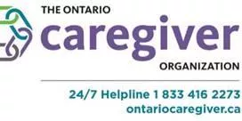 Logo and contact details for The Ontario Caregiver Organization with helpline 1 833 416 2273 and website.