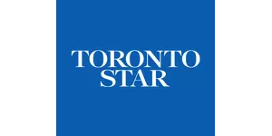 Toronto Star logo with white capital letters on a blue rectangular background