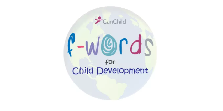 CanChild logo with f-words for Child Development text and faint globe background.