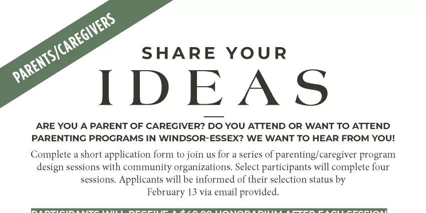 Call for Windsor-Essex parents and caregivers to join parenting program design sessions and share ideas.