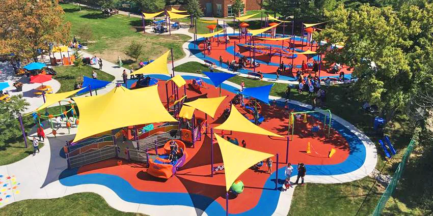 Aerial view of Play McGivney, accessible playground