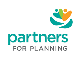 Logo for Partners for Planning with stylized teal and orange human figures above text.